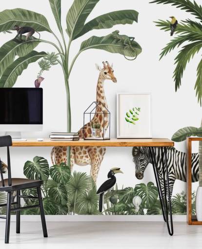 jungledieren in regenwoudbehang