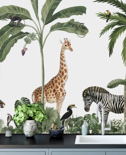 jungle animals in rainforest wallpaper