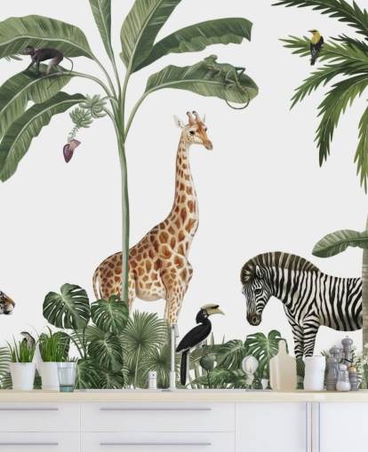 papel de parede de animais da selva na floresta tropical