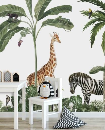 papier peint animaux de la jungle dans la forêt tropicale