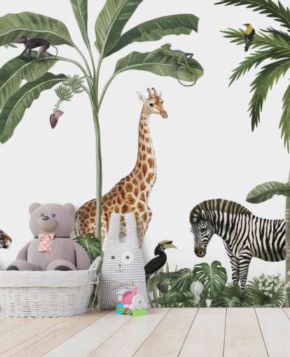 papel de parede de animais da selva na floresta tropical