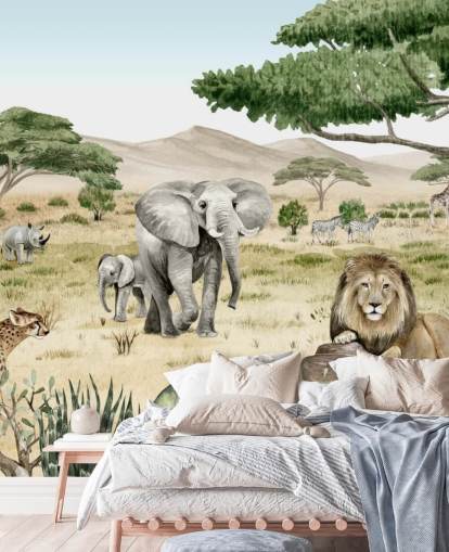 safari djur i en savanna tapeter