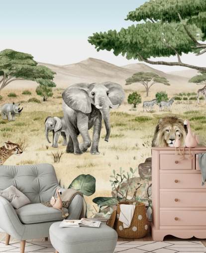 animais de safari em um papel de parede de savana animais de safari em um papel de parede de savana