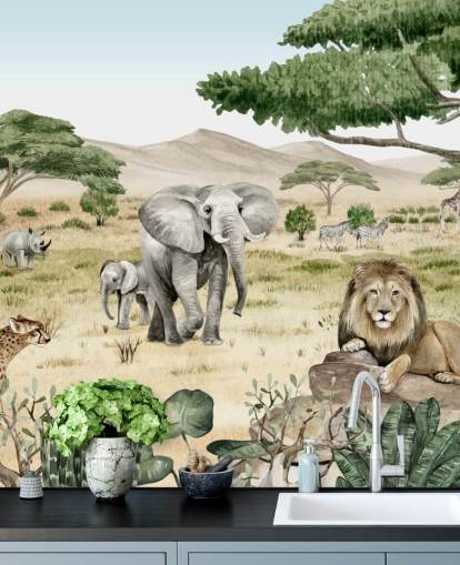 safari eläimet savanni tapetti