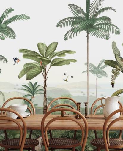 fondo de pantalla de jungla verde frondosa con animales