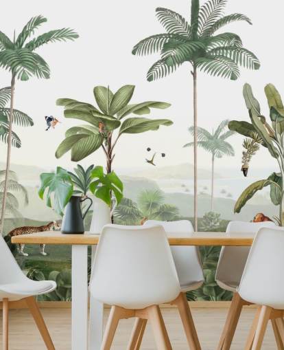 lommerrijke groene jungle met dierenbehang lommerrijke groene jungle met dierenbehang