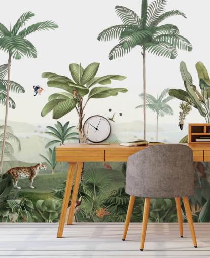 leafy green jungle with animals wallpaper leafy green jungle with animals wallpaper