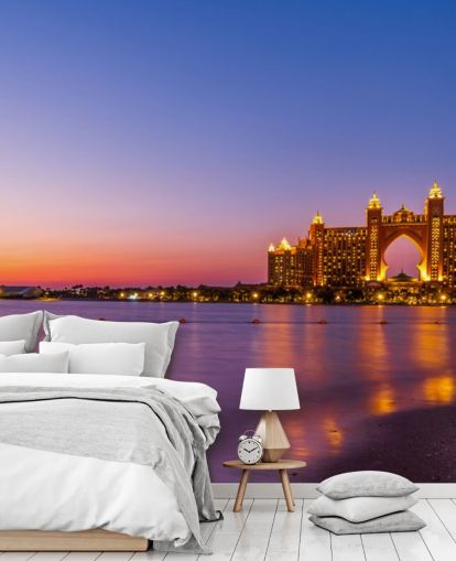 rode zonsondergang bij prachtig hotelbehang rode zonsondergang bij prachtig hotelbehang