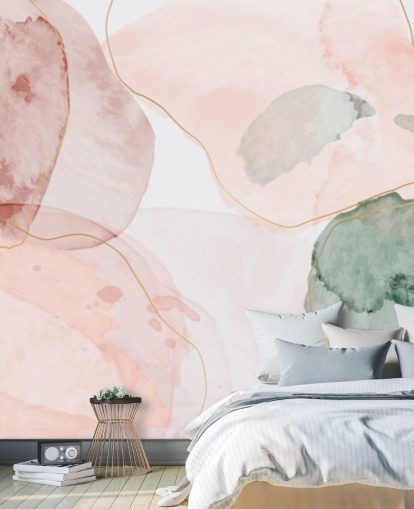 pastelkleurige aquarelvormen behang
