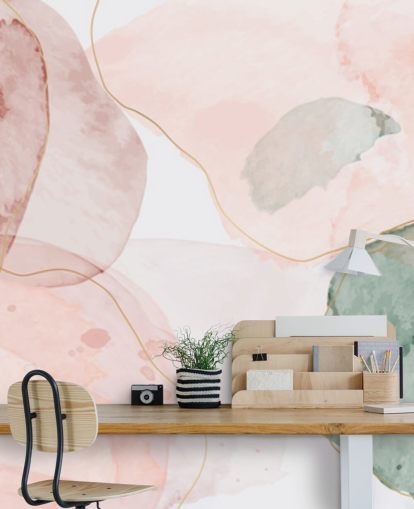 pastelkleurige aquarelvormen behang