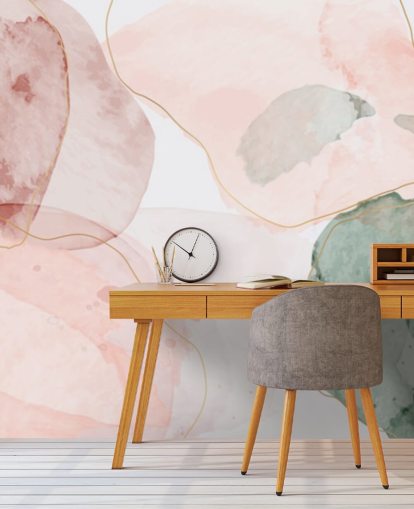 pastelkleurige aquarelvormen behang