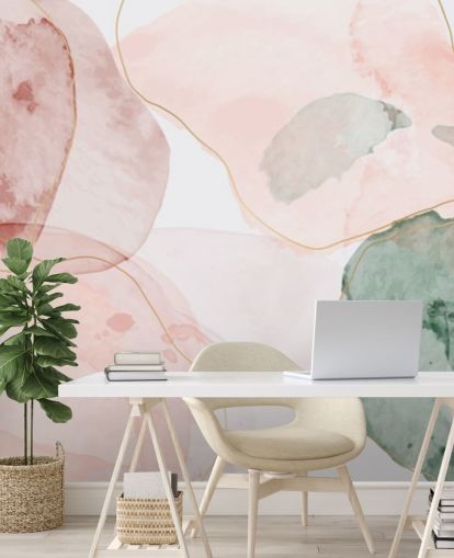 pastelkleurige aquarelvormen behang