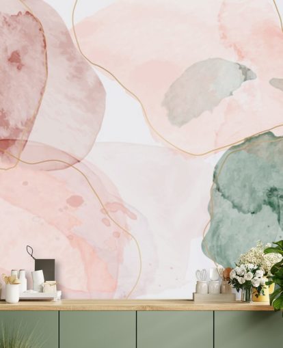 pastelkleurige aquarelvormen behang