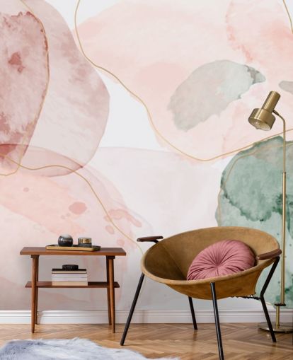 pastelkleurige aquarelvormen behang