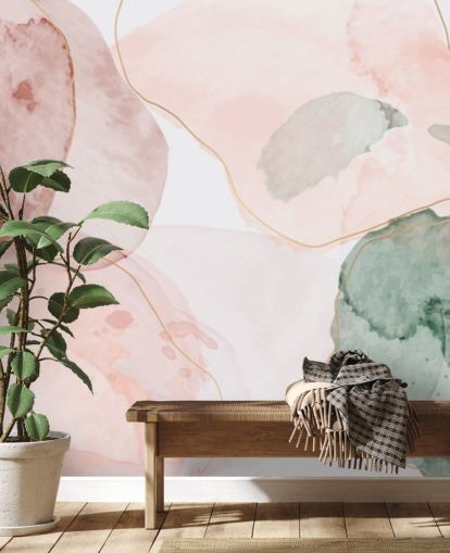 pastelkleurige aquarelvormen behang