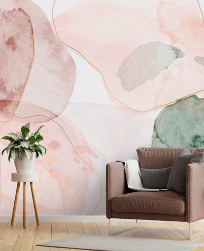 pastelkleurige aquarelvormen behang