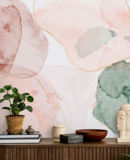 pastelkleurige aquarelvormen behang
