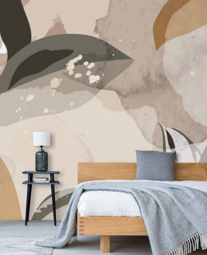 beige and brown abstract leaves wallpaper