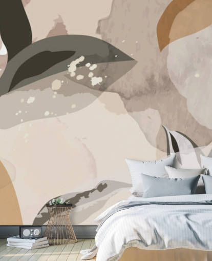 papier peint feuilles abstraites beiges et brunes papier peint feuilles abstraites beiges et brunes