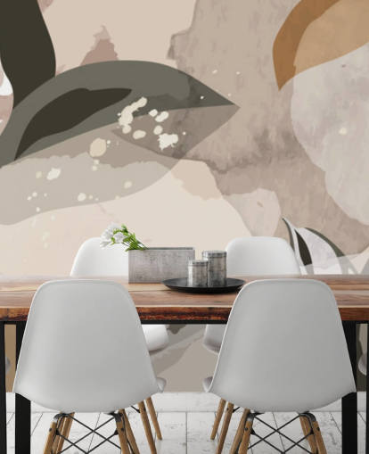 beige and brown abstract leaves wallpaper