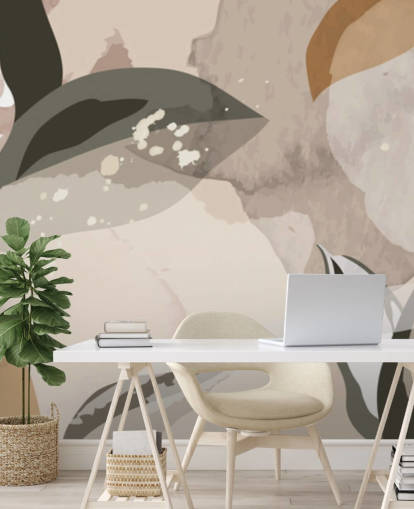 beige og brune abstrakte blader tapet beige og brune abstrakte blader tapet