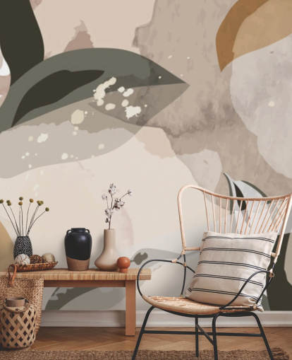 beige och bruna abstrakta blad tapeter beige och bruna abstrakta blad tapeter