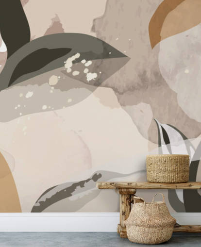 beige og brune abstrakte blade tapet beige og brune abstrakte blade tapet