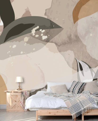 beige and brown abstract leaves wallpaper