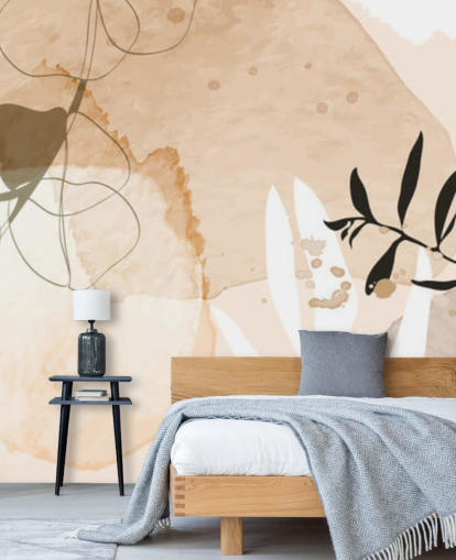 beige botanische Tapete