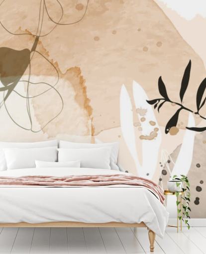 beige botanisch behang beige botanisch behang