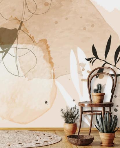 beige botanical wallpaper