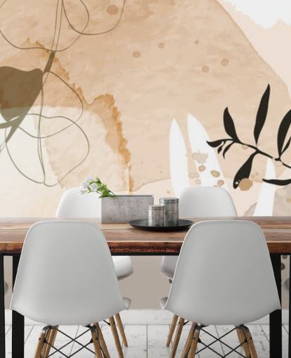 beige botaniska tapet