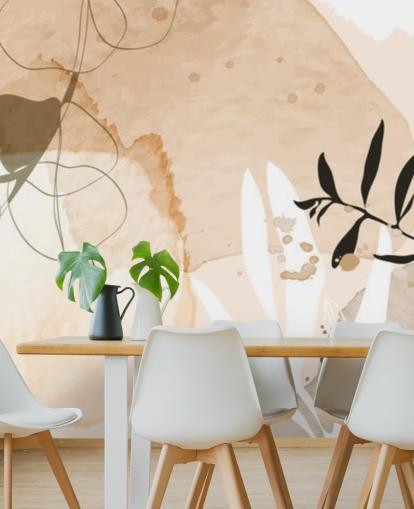 beige botanische Tapete
