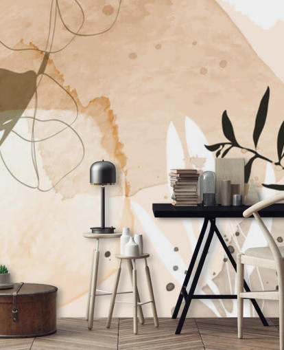 beige botanical wallpaper