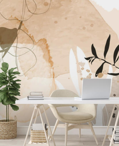 beige botanical wallpaper