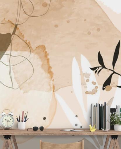 beige botanical wallpaper