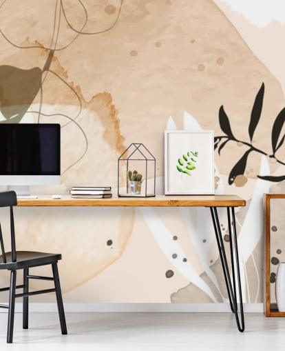 beige botanische Tapete