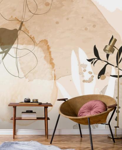 beige botanical wallpaper