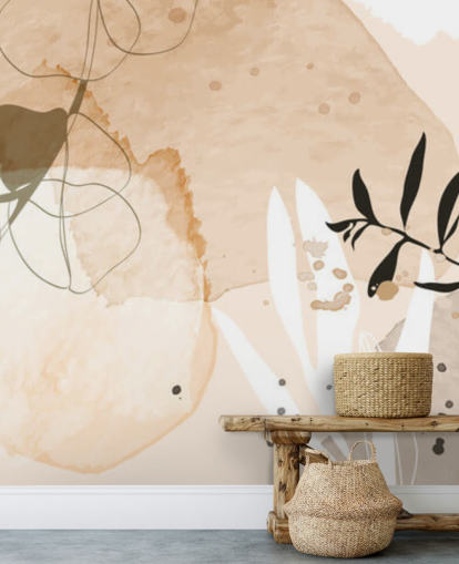 beige botanische Tapete