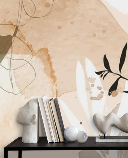 beige botanisch behang