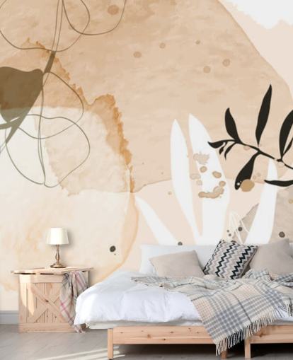 beige botaniska tapet