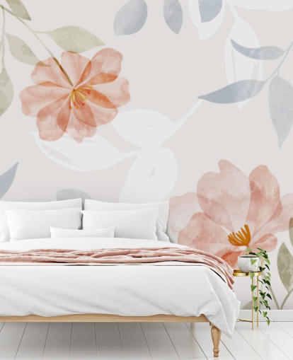 pretty lightly toned floral wallpaper