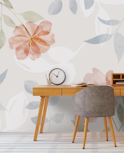 pretty lightly toned floral wallpaper