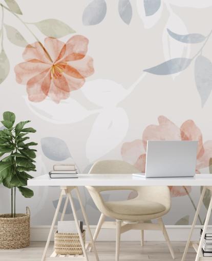 pretty lightly toned floral wallpaper
