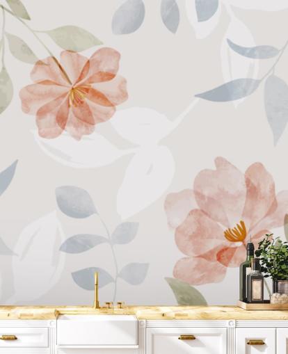 joli papier peint floral légèrement teinté