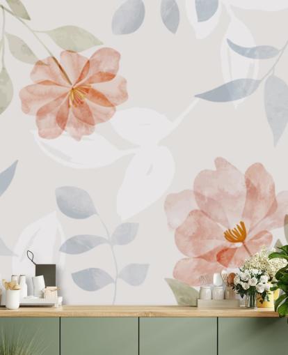 pretty lightly toned floral wallpaper