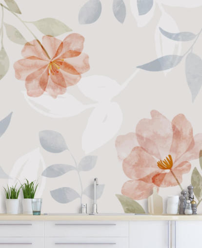 pretty lightly toned floral wallpaper