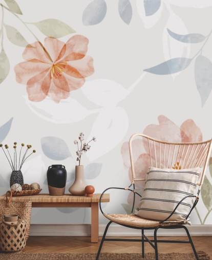 pretty lightly toned floral wallpaper