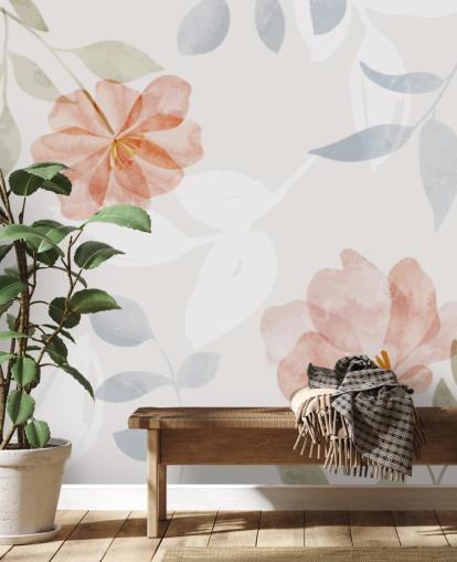 pretty lightly toned floral wallpaper