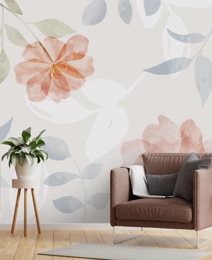 papel de parede floral levemente tonificado